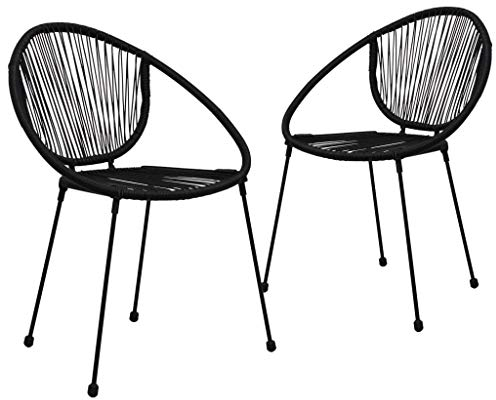 vidaXL 2x Garden Chairs Elegant Comfortable Sturdy Durable Outdoor Balcony Patio Egg Wire Seating Seats Furniture PVC Rattan Black