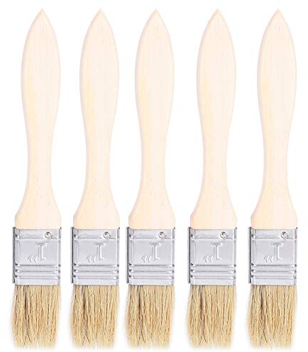 Grillpinsel-Set, 5 Stück, Naturborsten, Holzgriff, zum Backen und Grillen | Naturborsten nehmen Öl, Butter oder Sahne gleichmäßig auf, ideal für Fleisch, Gebäck und Kuchen Glatte Holzgriffe ohne