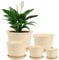 Plant Pots with Drainage Holes and Trays Plastic Flower Pots Ideal for Indoor and Outdoor Planting, Perfect for Growing a Variety of Flowers Plants and Starting Seeds(White)