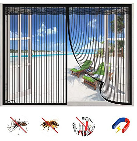 ZYCCL Moustiquaire Fenêtre Magnétique, Auto-Adhésif en Maille Rideau Aimantée Anti moustique, Automatiquement Fermé Détachables, Pour Fenêtre Portes Patio Blanc