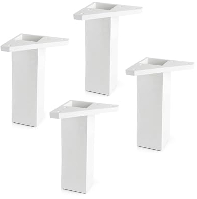 4 Pièces Pied de Meuble avec Plaque de Montage - pour Le Table, lit, chaises - Plastiqué ABS - Hauteur: 15 cm - Couleur: Blanc- Ne Comprend Pas Les vis - REI