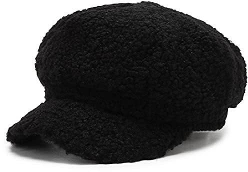 YJZQ Damen Baskenmütze Barett Mütze Süß Lammwolle Baseballmütze Vintage Baskenmütze Mädchen Winter Strick Barett Warme Ballonmütze Weiche Maler Mütze Achteckiger Hut Outdoor Indoor