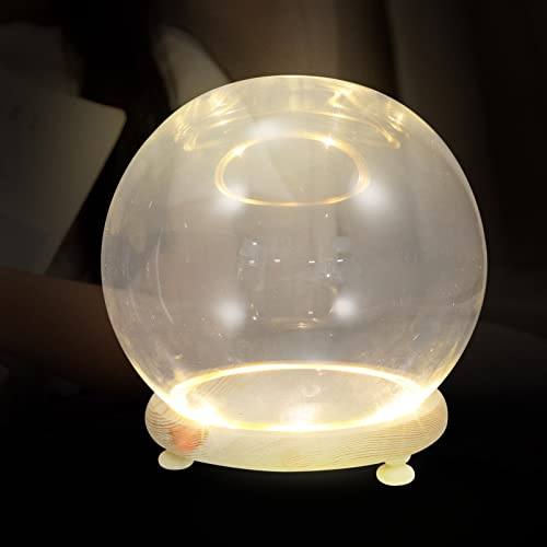 Artibetter Glasglocke mit Licht Holzboden: 12cm Led Glaskuppel Micro Lichterkette Glas Kuppel Glocke Nachtlicht Dekoglocke Geschenk für Hochzeit Tischdeko Geburtstag Weihnachten Deko 14X12cm