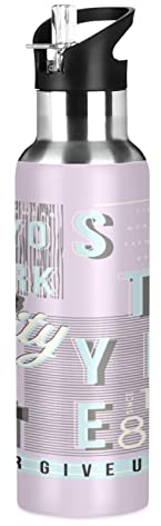 Vnurnrn Statue De La Liberté De New York Bouteille d'eau Isotherme avec Paille en Acier Inoxydable Gourde 600ML, Sans Bpa Gourdes Eau pour Enfant Sport Randonnée École Bureau