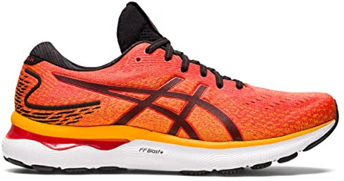 ASICS Herren Gel-Nimbus 24 Laufschuhe, Orange/Abendrot im Zickzackmuster (Sunset Chevron), 12