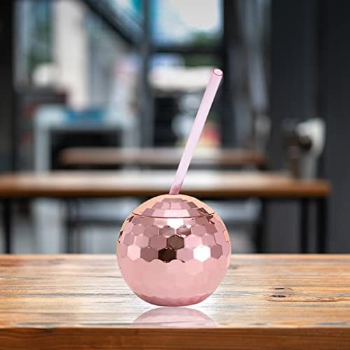 Fiorky Disco Ball Cup with Lid and Straws, 600ml Disco Ball Cups Cocktail Cup KTV Nightclub Party Straw Wine Glass Drinking Juices Mug Bar Tools for Theme Parties Travelling Nightclub Bar