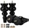 Btowin 9 inch / 22cm Solid Wood Furniture Legs, 4Pcs Large Turned Black Wooden Bun Feet with Threaded M8 Hanger Bolts & Mounting Plate & Screws for Sofa Couch Ottoman TV Stand Bed