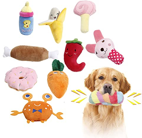BBAOO Hundespielzeug Kleine Hunde, 10 Stück Plüschspielzeug, Quietschendes, Welpenspielzeug, Zum Reinigen Der Hundezähne Interaktives Trainingsspielzeug Für Und Mittlere