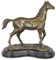 Casa Padrino Luxus Deko Bronze Skulptur Pferd Bronze/Schwarz 29,3 x 16,6 x H. 29,7 cm - Bronze Figur mit Marmorsockel - Dekofigur - Tierfigur - Deko Accessoires