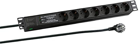 EFB 19“ 1HE Steckdosenleiste 7 x CEE 7/3 mit ÜSS, Alu, Grau