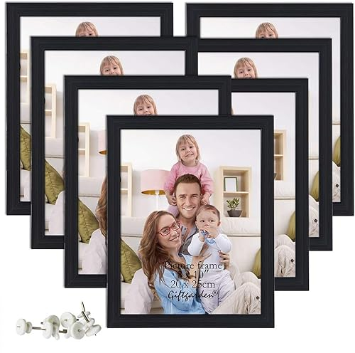Giftgarden 7 Stück Bilderrahmen Set 20x25 cm für 25x20 Fotos und Bilder, Schwarz Fotorahmen Collage, Wand- oder Tischaufsteller - Geschenk Freund