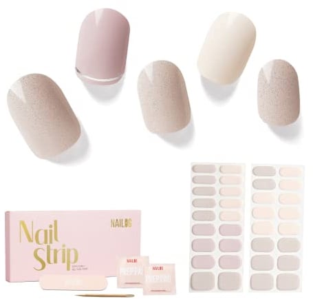 NAILOG Semi Cured Gel Nail Strips, 34 pcs Salon-Quality Gel Nail Stickers, Long Lasting Nail Wraps for Women with Soft Gel Finish, Animal Print, Isabelle