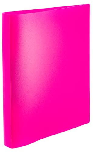 HERMA Ringbuch A4 Neon Pink Rosa Transluzent, schmal, 2 Ringe, 25 mm breit, Ringordner aus Kunststoff mit Niederhalter für Kinder, Jungen und Mädchen