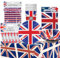 VE Day 80th Anniversary Decorations - Union Jack Tableware 83Pcs Includes Union Jack Table Cloth, Paper Plates, Bowl, Cups, Straws, Napkins, Party Blowers - Eurovision Party Decorations