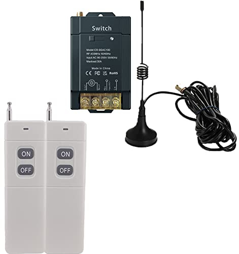 COLOROCK 433MHz RF Funk Fernbedienung Schalter Kabellos 1 Kanäle AC 220V 230V 240V Drahtloser Relais, für Sicherheitssysteme, Türvorhang, Torbarrieren usw. mit 1500 m langer Reichweite