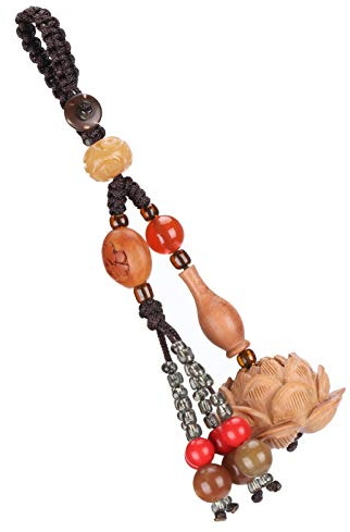 Pfirsichholz-Lotusblumen-Schlüsselanhänger, Gewebter Schlüsselanhänger, Glücksschmuck, Schlüsselanhänger Mit Natürlicher Holzmaserung, Mode-Accessoires Für Meditation, Spirituelle Praktiken, Geschenk