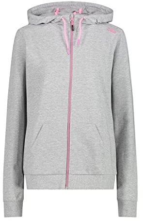 CMP - Giacca Melange Elasticizzata da Donna con Cappuccio Fisso, Grigio Mel.-P.Fluo, 46