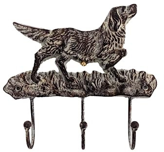 Fyne-Finds Vintage Brown Metal Labrador Dog Tail 3 Hooks Leads Coat Keys Hats Robs Towels Hanging Wall Hanger Decorative