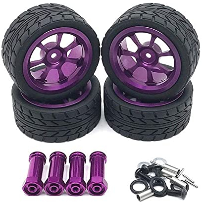 WANSUPYIN Neue 4PCS Metall Räder Felge Naben+Gummireifen RC Auto Metallteile Für Wltoys (144001)
