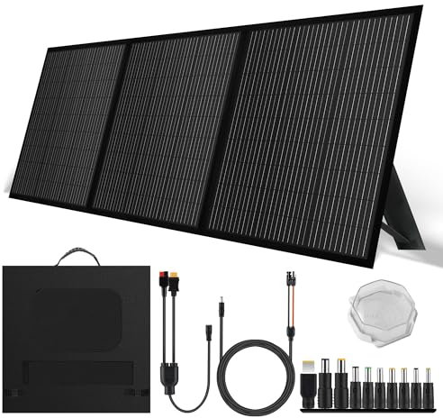 SUNSUL Panneau solaire portable pliable 160 W 12 V avec béquille réglable et design étanche IP65 pour station d'alimentation, voyage, camping en plein air, camping-cars et applications hors réseau