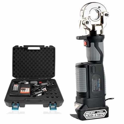 Crimpadora Hidráulica Recargable De 10-300 Mm², Crimpadora Hidráulica Eléctrica con 12 Pares De Troqueles, Crimpadora Cable con Batería para Terminal Cobre Y Aluminio