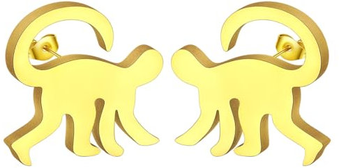 Winziger Affe Ohrring Edelstahl Minimalistische Laser Cut Affe Ohrstecker für Frauen Männer Dschungel Tier Schmuck Geschenk, Edelstahl