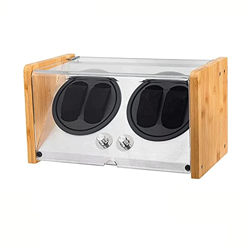 NOALED Uhrenbeweger aus Bambus, 4 Rotationsmodi mit leiser Motorbox, luxuriöse Aufbewahrungsbox aus Holz für 4 Armbanduhren