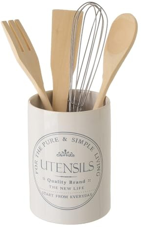 Juego de Porta Utensilios 4 Accesorios de Stoneware Blancos Modernas para Cocina Nórdica (Porta utensilios)
