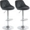LEADZM Tabouret de Bar Lot de 2 Chaise de Bar Réglable Hauteur en PU Rotatif sur 360°, avec Dossier et Repose-Pieds (Noir)