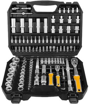 Hoteche Steckschlüsselsatz 110-teilig 1/4&1/2 Werkzeugkoffer-Set - Professionelles Werkzeugset