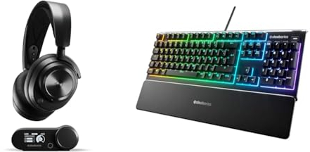 SteelSeries Arctis Nova Pro Wireless - Multi-System Gaming-Headset & Apex 3 - Gaming Tastatur - 10-Zonen RGB-Beleuchtung - Premium magnetische Handballenauflage - Deutsches (QWERTZ) Layout