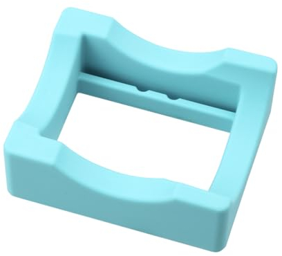 Tabanzhe Silicone Cup Holder - Tumbler Cradle with Built-in Slot and Felt Edge Squeegee,Precise Vinyl Decal Application on Mugs,Beer Cans,and Glass Bottles,Non-Slip Display(Cyan)