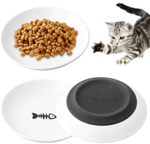 Granvoo 3Pcs Gamelle Chat Ceramique, Gamelle Chat Anti Glouton, 250Ml Assiette Plat Chat, Gamelle Chat En Porcelaine Pour Eau Et Nourriture, Les Chats et Les Chiots,Micro-Ondes et Lave-Vaisselle,Blanc