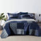 Qucover Tagesdecke Blau Baumwolle, Weich Tagesdecke Patchwork, Tagesdecke Bettüberwurf, Cotton Bedspreads mit 2 Kissenbezügen 50x70cm, Sofa Überwurfdecke, Decke Patchwork für Sofa und Bett(223x233cm)