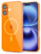 Svanove for iPhone 16 Case Clear Compatible with Magsafe, Fluorescent Transparent Magnetic Magnet Mag Case, Slim Thin Bright Silicone Grip & Shockproof Bumper Camera Cover, Neon Orange