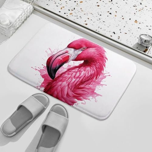 Paillasson d'entrée d'intérieur et d'extérieur 50 x 80 cm antidérapant pour entrée, intérieur, patio - Pêche foncée - Flamant rose