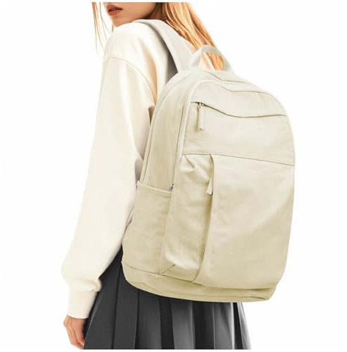 HYC00 Rucksack Damen Schule Teenager Schulrucksack Mädchen Schultaschen Rucksack Schulrucksack Schulranzen Daypacks mit 15.6 zoll Laptop Rucksack Damen Wasserdicht Tagesrucksack Bookbag,Beige