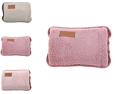 GD LOVES YOUR HOME Borsa Acqua Calda Elettrica in Peluche, borsa dell'acqua calda elettrica, Scaldino Elettrico Portatile per Mani e Piedi, Vari Colori (Rosa, Stile lana)