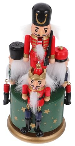 PAMINGONO Caja De Música Navideña Giratoria Cascanueces De Madera Artesanal Adorno Decorativo para Hogar Verde Regalo Elegante para Decoración Interior De Navidad
