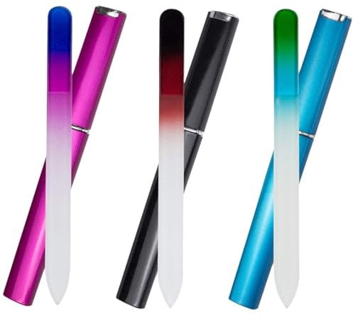 3Pcs Glass Nail Files with Case, Manicure Nail File, Stylish Nail Tools, Print Gradient Designs, for Acrylic and Gel Nails at Home Manicures Salon Manicures Post (Gradient, Count, 3, 320 Grit)