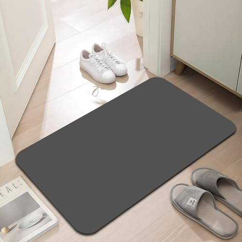 LYGLIGH Ultra Thin Entrance Door Mat Indoor Entrance Mat Non Slip Absorbent Washable Entrance Mat 30x17 Charcoal