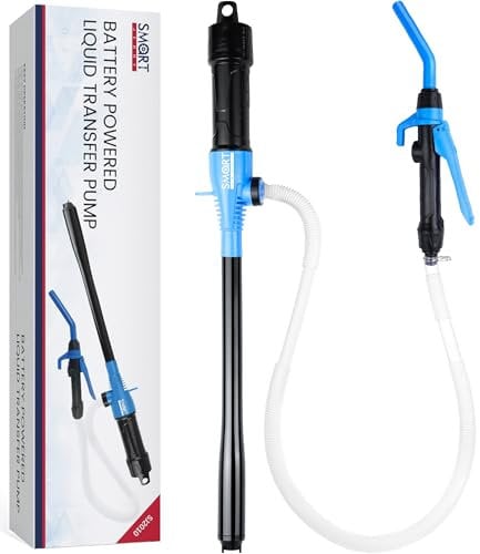 SMART JERRY - Battery Powered Fuel Transfer Pump | Portable Electric Siphon Pump for Gas, Fuel, Diesel, Water, Transmission | 2.8 GPM Battery Hand Pump with Flow Control Nozzle