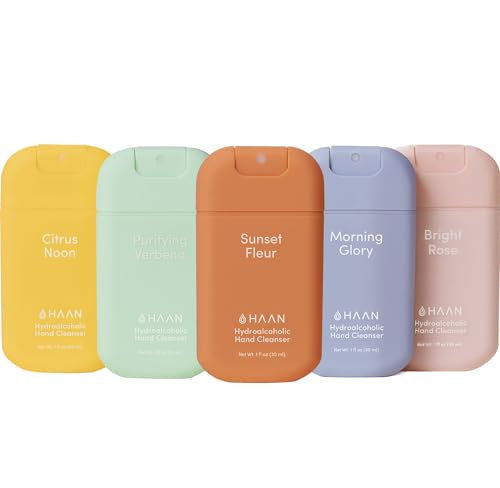 HAAN Handreinigungsspray mit Aloe Vera (5er-Pack) – je 1 Duftvariante: Sunset Fleur, Morning Glory, Bright Rose, Purifying Verbena, Citrus Noon