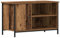vidaXL Rustic Oak Solid Wood TV Cabinet - Entertainment Center with Metal Accents, Ample Storage, for Living Room, Brown Matte Finish, Indoor Use