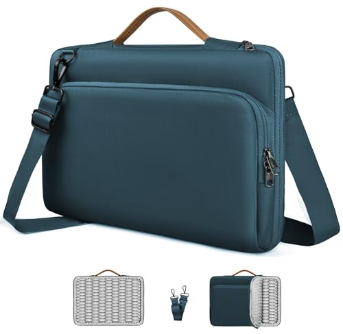 NIMOSA 15.6 Zoll Laptoptasche mit Full-Air Cushion Schutz, Wasserdichte Laptop Arbeitstasche, mit Schulterriemen Aktentasche Herren,Metallschließen YKK-Reißverschluss,Kompatibel mit MacBook Blau