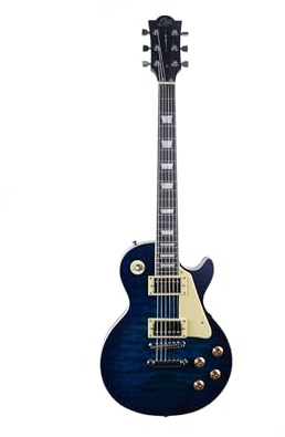 EKO GUITARS – LS-300 E-Gitarre, Korpus aus Pappel, Ahornhals, Griffbrett aus WPC, 2 Humbucker-Pickups, Tune-O-Matic Bridge, 22 Bünde, Farbe Blue Quilted