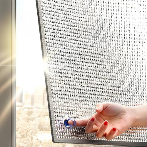 Pellicola Isolante Riflettente per Finestre, Schermatura Termica Oscurante in Alluminio, Protezione Solare UV per Casa Balcone Camper Garage Tetto e Veranda(140x180 cm)