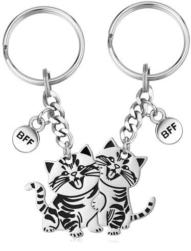 Jovivi Lustiges Geschenk für beste Freunde, Freundschaft, BFF, Katze, Hund, niedlicher Schlüsselanhänger, Geschenke für beste Freunde, beste Freunde, beste Freundin, Schwester, Schlüsselanhänger mit