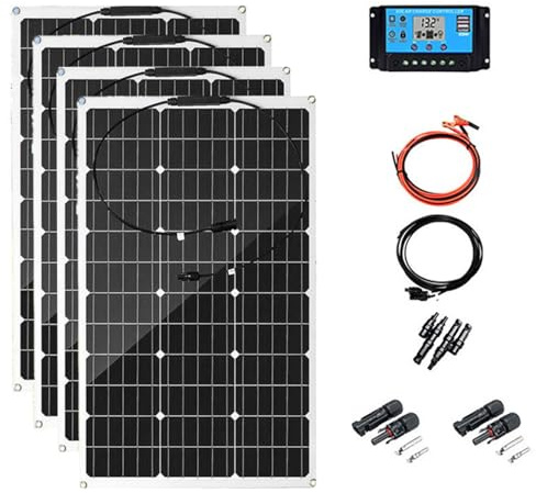 EpyGnom 300W 12V Placa Solar Flexible Portátil Módulo Fotovoltaico Monocristalino Controlador Solar 40A para Barcos Remolques Autocaravana Camper Caravana Batería 4 * 300W