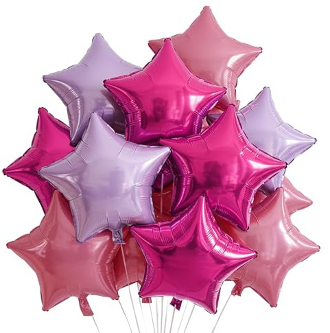 DecoGlee 15 Stück 45,7 cm große rosa lila Sternform Folienballons große Sterne Helium Mylar Ballons für Geburtstag Hochzeit Babyparty Jahrestag Verlobung Party Dekorationen Supplies